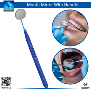 Stainless Steel Mouth Mirror Handle with Blue Powder Coating for Dental Exams