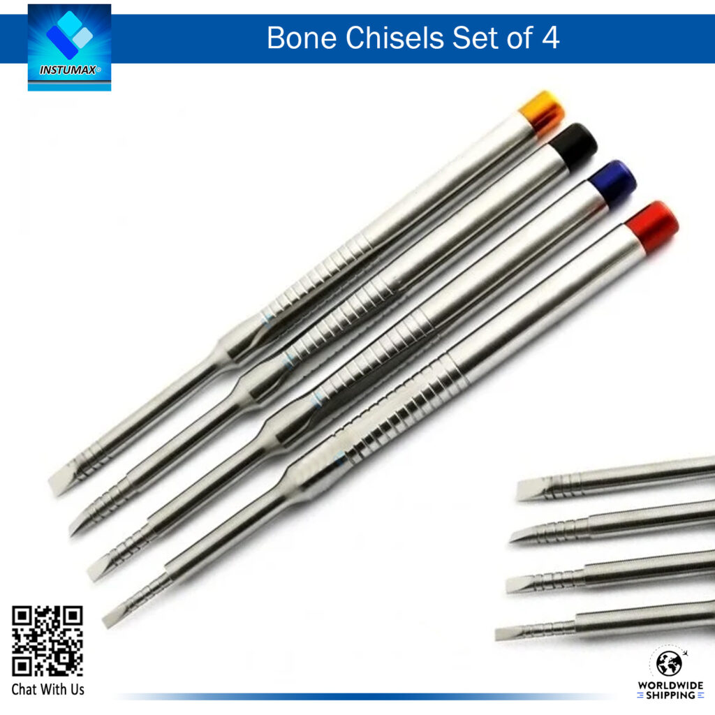 Bone Chisels Osteotomes Set of 4 - Precision Tools for Bone Shaping and Elevation Bone Chisels Osteotomes Set of 4 - Dental Surgical Instruments for Bone Shaping and Manipulation