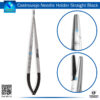 "Castroviejo Needle Holder with Black Handle for Precision Surgical Needle Control"