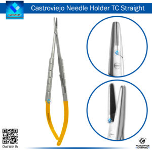 Castroviejo Needle Driver TC Unique Handle for Precision Surgical Needle Handling"
