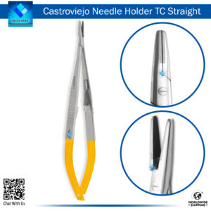 "Castroviejo Forceps Curved TC Tip Straight for Precision Surgical Grasping and Control"
