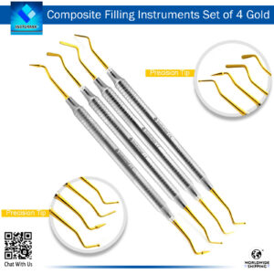 Composite Filling Instruments Set of 4 with Gold Tips and Lightweight Handles