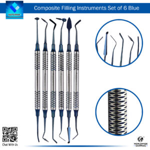 Dental Composite Filling Set of 6 Blue Tips – Non-Stick Composite Sculpting Kit for Precise Modeling and Sculpting of Anterior and Posterior Restorations