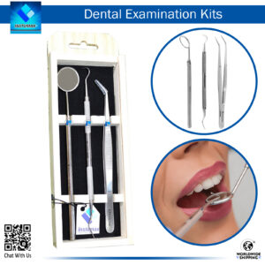 "Dental Examination Diagnostic Kit, 3pcs – College Tweezer, Explorer 23/17, Mouth Mirror with Handle"