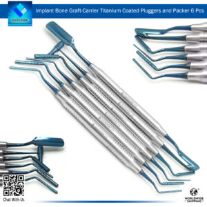 Titanium Blue Coated Bone Graft Carrier Pluggers and Packers Set (6 Pcs) for Bone Grafting and Implant Procedures