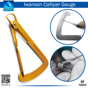 "Golden Color Coated Iwanson Caliper Dental for precise wax measurements"