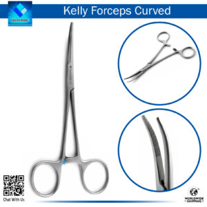 "Kelly Forceps Curved for Surgical Clamping and Tissue Handling"
