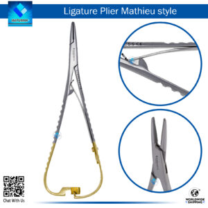 "Ligature Plier Mathieu TC for Precise Ligature Handling in Surgical Procedures