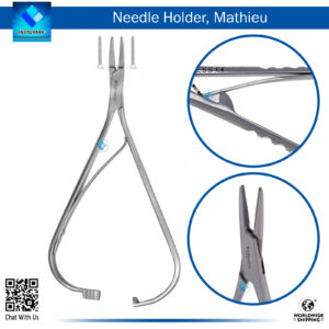 : "Mathieu Needle Holder Slim Tip for Precision Needle Grasping in Delicate Surgeries"