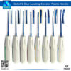 "Luxating Dental Tooth Extracting Elevators 8pcs Set with White Handles and Blue Titanium Coated Tips"