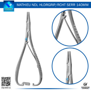 "Mathieu Needle Holder 140mm for Secure Needle Grasping in Surgical Procedures"