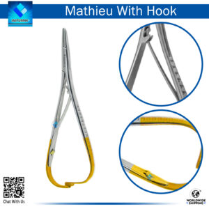 Mathieu Needle Holder with Hook Tip for Precision Needle Manipulation