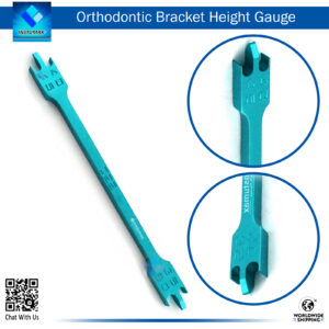 "Blue Anodized Aluminium Bracket Gauge for accurate orthodontic measurements"