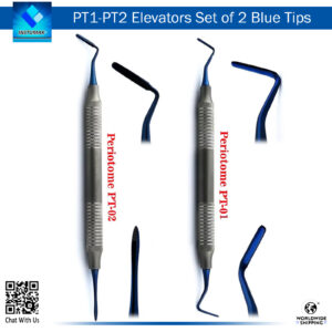 : "PT1-PT2 Elevators Set of 2 with Blue Tips – Specialized Instruments for Efficient Tooth Extractions"