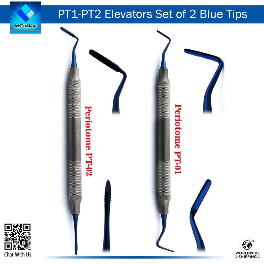 "PT1-PT2 Elevators Set of 2 with Blue Tips – Premium Dental Tools for Tooth and Root Extraction" : "PT1-PT2 Elevators Set of 2 with Blue Tips – Specialized Instruments for Efficient Tooth Extractions"