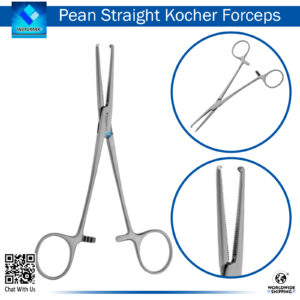 Pean Straight Kocher Forceps for Secure Clamping and Grasping in Surgical Procedures"