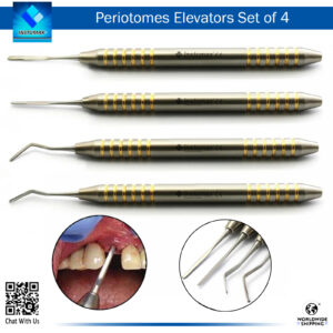 "Periotomes Elevators Set of 4 with Golden Handles – Premium Dental Instruments for Controlled Tooth Extraction"