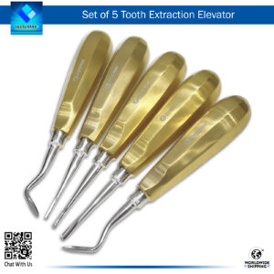 "Set of 5 Tooth Extraction Elevators (Floher, Bein, Cryer) for Complex Extractions"