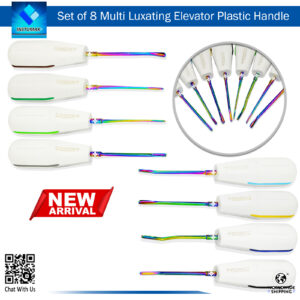 "Set of 8 Multi Luxating Elevators with Plastic Handles for Precision Tooth Extractions"