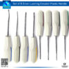 "Set of 8 Silver Luxating Elevators with Plastic Handles for Tooth Extractions"