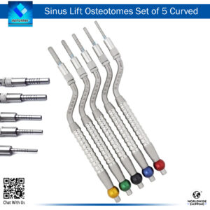 Sinus Lift Osteotomes Set of 5 Curved - Dental Instruments for Bone Elevation and Sinus Augmentation