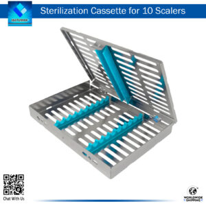 Sterilization Cassette for 10 Scalers with Sea Green Rubbers for Safe Sterilization and Secure Storage