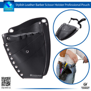 Stylish Leather Barber Scissor Holster Pouch – Durable Tool Organizer for Barbers
