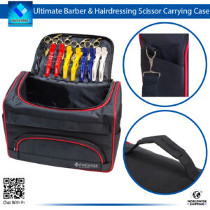 Ultimate Barber Hairdressing Tools Carrying Case in Black with Red Piping