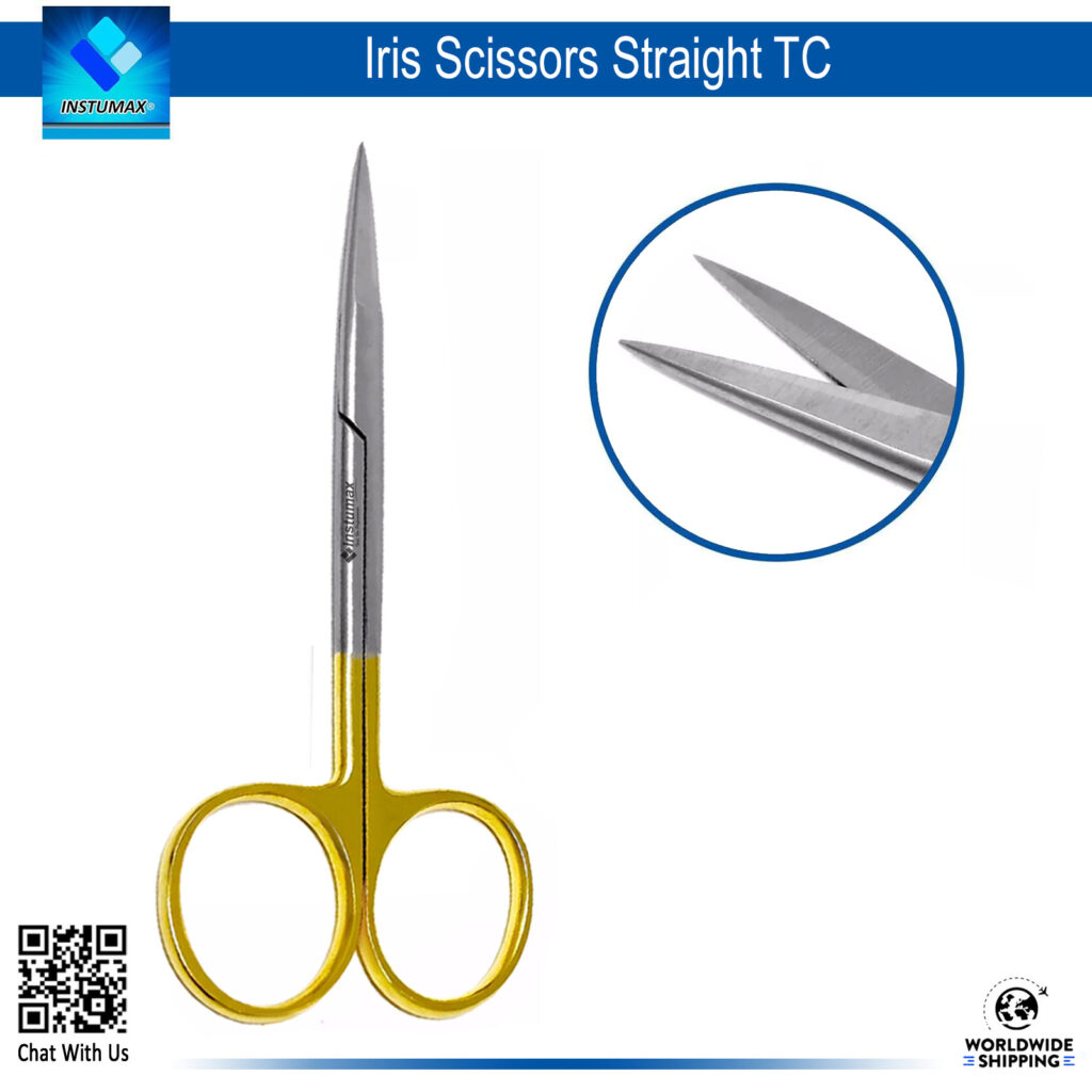 "Iris Scissors Straight TC – Precision Surgical Tool with Tungsten Carbide Inserts" "Iris Straight Scissors with TC Inserts for Precision Surgical Cutting"