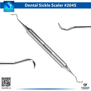 "INSTUMAX 204S sickle scaler dental instrument with hollow handle – double-ended posterior scaler for supragingival calculus removal and periodontal hygiene, CE certified stainless steel"