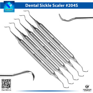 "INSTUMAX 204S sickle scaler dental instrument with hollow handle – double-ended posterior scaler for supragingival calculus removal and periodontal hygiene, CE certified stainless steel"