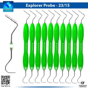 Color-coded UNC15 probe tip for precise pocket depth measurement in dental exams"