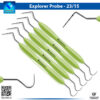 INSTUMAX UNC15/23 dental probe explorer set with green silicone handles for periodontal diagnostics"