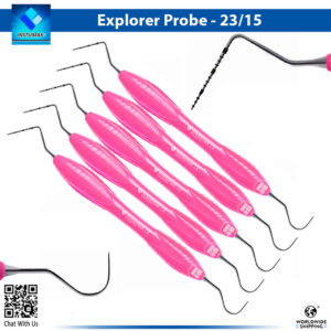 "5pcs INSTUMAX UNC15/23 dental probe explorer set with color-coded 1-15mm markings and #23 Shepherd's Hook tip – stainless steel periodontal probe for pocket depth and caries detection"