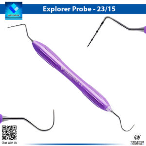 "INSTUMAX UNC15/23 dental probe explorer set with color-coded 1-15mm markings and #23 Shepherd's Hook tip – stainless steel periodontal probe for pocket depth and caries detection"