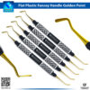 "INSTUMAX dental composite filling spatula & plugger with titanium gold tips and black handle – double-ended non-stick instrument for resin placement and condensing in restorative dentistry"