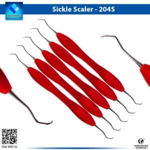 "INSTUMAX 204S sickle scaler dental instrument with hollow handle – double-ended posterior scaler for supragingival calculus removal and periodontal hygiene, CE certified stainless steel"