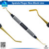 "INSTUMAX dental composite filling spatula & plugger with titanium gold tips and black handle – double-ended non-stick instrument for resin placement and condensing in restorative dentistry"