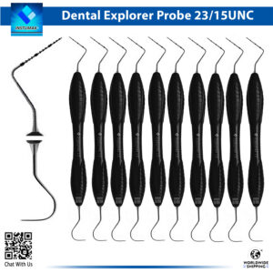 Professional Dental Probe & Explorer Set - UNC15/23 Periodontal Instruments with 1-15mm Color-Coded Markings & Blue Silicone Handles for Dentists, Hygienists & Dental Schools