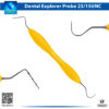 Close-up of the Professional Dental Probe & Explorer Set, featuring UNC15/23 double-ended periodontal instruments with color-coded 1-15mm graduated markings on blue silicone handles for precise pocket depth measurement and surface exploration, ideal for dentists, hygienists, and dental schools, with premium stainless steel construction.