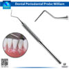 "INSTUMAX Williams periodontal probe 1-2-3-5-7-8-9-10mm single-ended metal tool for assessing gingival pocket depths, attachment levels, and bleeding – surgical stainless steel with missing 4mm/6mm markings for precise diagnostics"