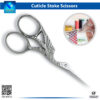 Professional stork shape cuticle scissors with ultra-sharp points for precision manicure and embroidery work.