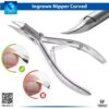 Professional ingrown toenail nipper with curved precision points and stainless steel handles.